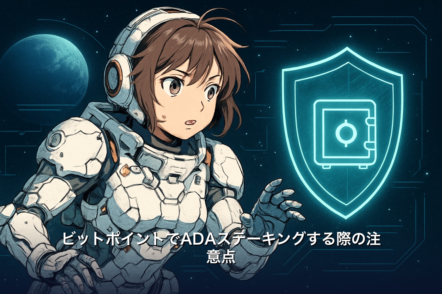 ビットポイントでADAステーキングする際の注意点を表すイラスト