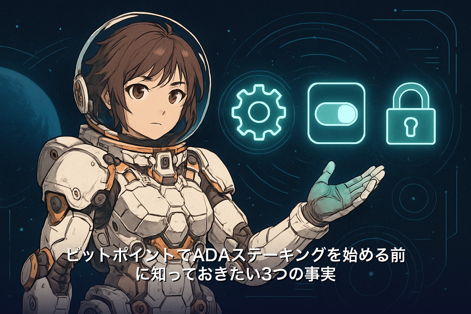 ビットポイントでADAステーキングを始める前に知っておきたい3つの事実を表すイラスト