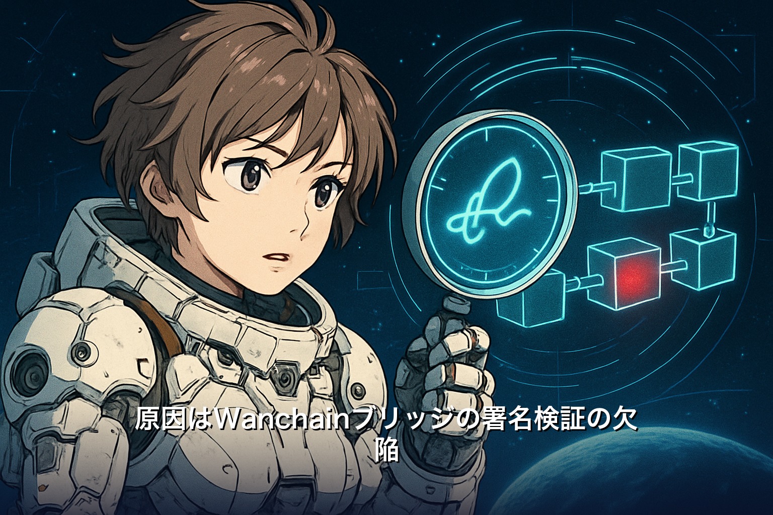 Midnight大量流出の原因となったWanchainブリッジの署名検証の欠陥を解説するイラスト