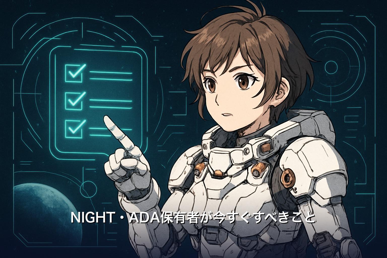 NIGHT・ADA保有者が今すぐ確認すべき3つの行動を解説するイラスト