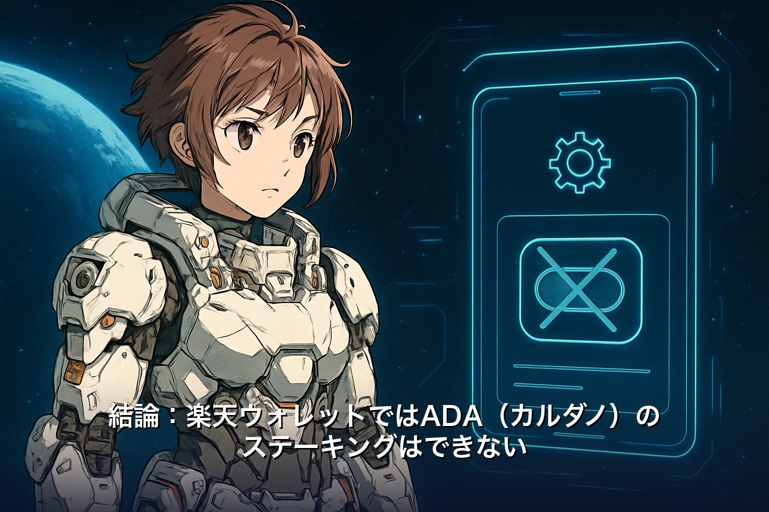 楽天ウォレットの設定画面にステーキング項目がないことを確認するイラスト