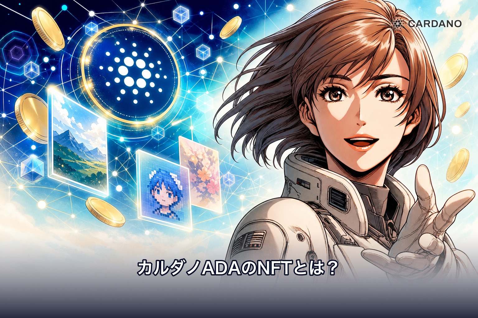 カルダノADAのNFTの仕組み・購入方法・将来性を初心者向けに解説する記事のアイキャッチ画像