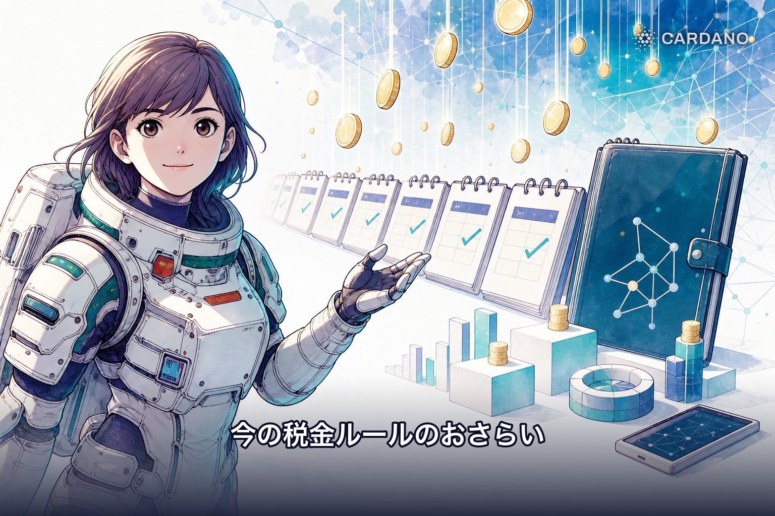ADAステーキング報酬がエポックごとに雑所得として課税対象になる現行ルールを示すイラスト